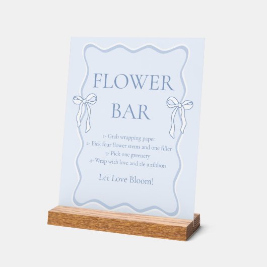 Blauwe strik de knoop door Bridal Shower Bloemenba Acryl Bord (Hoek)