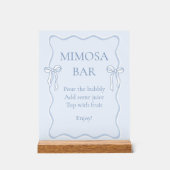 Blauwe strik de knoop door bridal shower mimosa ba acryl bord (Voorkant)