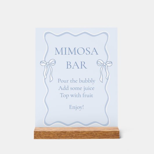 Blauwe strik de knoop door bridal shower mimosa ba acryl bord (Voorkant)