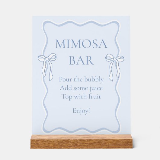 Blauwe strik de knoop door bridal shower mimosa ba acryl bord