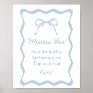 Blauwe strik de knoop door bridal shower mimosa ba poster