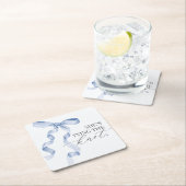 Blauwe strik de knoop doorhakken Bruids douche dec Kartonnen Onderzetters (Insitu)