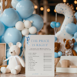 Blauwe Strik De Prijs is Juist Baby Shower Spelkaa Kaart