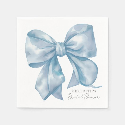 Blauwe strik die de knoop doorhakt bruidsuitnodigi servet (Voorkant)