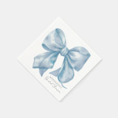 Blauwe strik die de knoop doorhakt bruidsuitnodigi servet (Hoek)