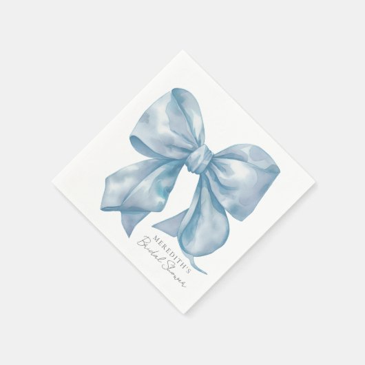 Blauwe strik die de knoop doorhakt bruidsuitnodigi servet (Hoek)