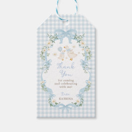 Blauwe Strik Domme Gans Baby Shower Bedankt Cadeaulabel