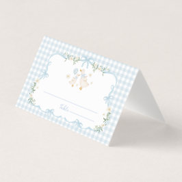 Blauwe Strik Domme Gans Jongen Baby Shower Plaatsk Kaart