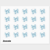 Blauwe strik eenvoudige bruiloft of babyshower ronde sticker (Vel)