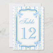 Blauwe strik Elegant Vintage Tafelnummer (Voorkant)