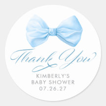 Blauwe Strik Elegante Jongens Baby Shower Bedankt