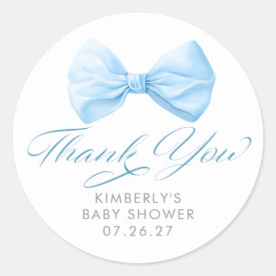Blauwe Strik Elegante Jongens Baby Shower Bedankt Ronde Sticker