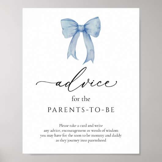 Blauwe strik en lint advies voor de ouders teken poster (Voorkant)