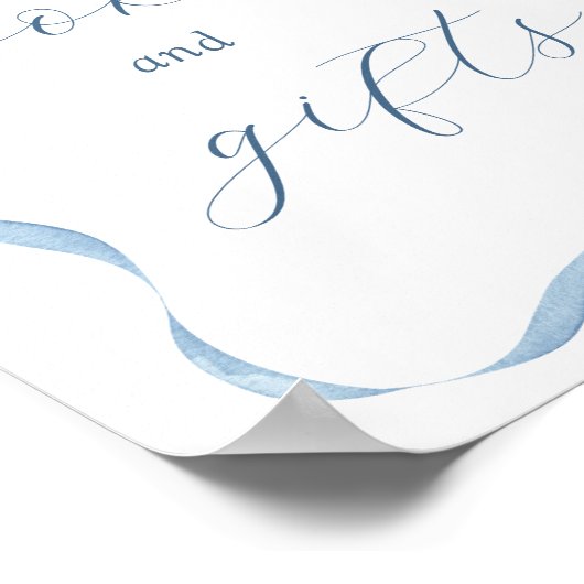 Blauwe strik en lint Boeken en geschenken teken Poster (Hoek)