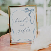 Blauwe strik en lint Boeken en geschenken teken Poster