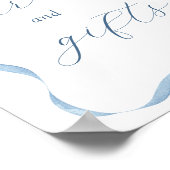 Blauwe strik en lint Kaarten en geschenken teken Poster (Hoek)