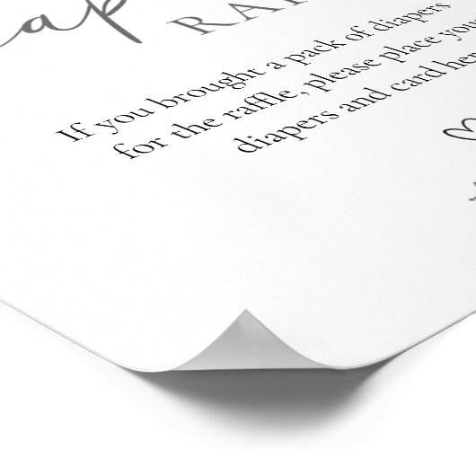 Blauwe strik en lint Luier Raffle Sign Poster (Hoek)