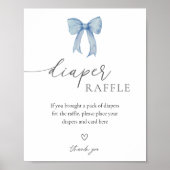 Blauwe strik en lint Luier Raffle Sign Poster (Voorkant)