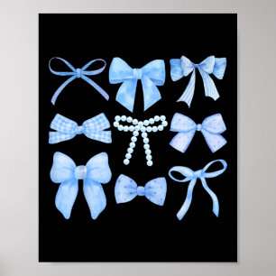 Blauwe Strik En Lint Schattig Grafisch Meisjes Vro Poster