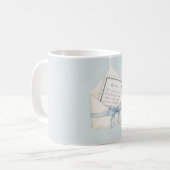 Blauwe Strik Envelop Kerst Koffiemok (Voorkant links)