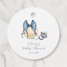 Blauwe Strik Fopspeen Honkbal Sport Baby Shower 