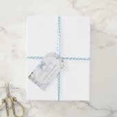 Blauwe Strik Gingham Groene Baby Shower Cadeaulabel (Met Touw)