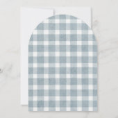blauwe strik gingham motief Doop Kaart (Achterkant)