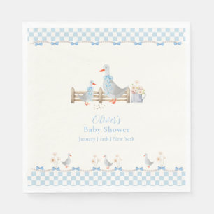 Blauwe Strik Gingham Preppy Silly Goose Baby Showe Servet