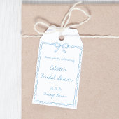 Blauwe Strik Handgetekende Bruidsdouche Bedankt Cadeaulabel