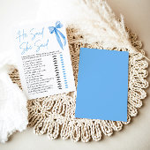 Blauwe strik Hij zei, zij zei Bruids douche spel Kaart