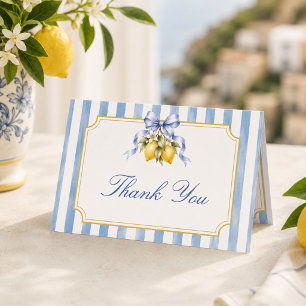 Blauwe Strik Italiaanse Citroen Ciao Baby Shower Bedankkaart