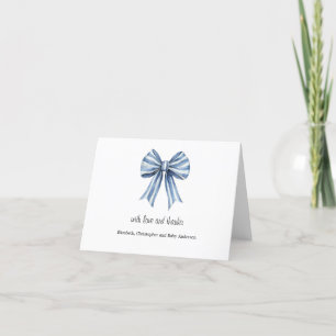 Blauwe Strik Jongen Baby Shower Bedankkaart