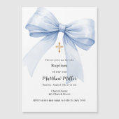 Blauwe strik jongen Doop Magnetische Uitnodiging (Voorkant)