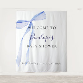 Blauwe Strik Jongens Baby Shower Achtergrond Tapij Wandkleed