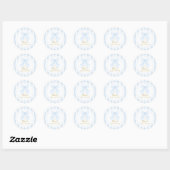 Blauwe Strik Kant Jongens Doop Ronde Sticker (Vel)