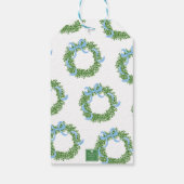 Blauwe strik Kerst Boxwood Krans Cadeaulabel (Achterkant)