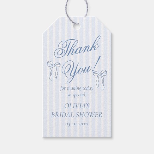 Blauwe Strik Knoop de Knoop Bruidsdiner Cadeaulabel (Voorkant)
