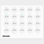 Blauwe strik koets baby shower bedank sticker (Vel)