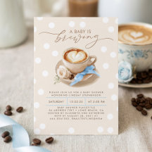 Blauwe Strik Koffie Baby Is Borrelend Baby Shower