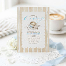 Blauwe Strik Latte Koffie Jongen Baby Shower Uitno