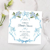 Blauwe strik lint floral vrijgezellenfeest kaart