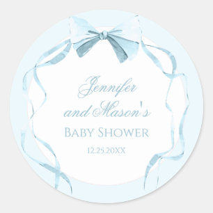 Blauwe strik lint klassieke preppy baby jongen sho ronde sticker