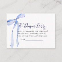 Blauwe Strik Luier Derby Lotkaart Baby Shower 