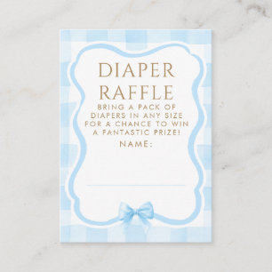 Blauwe Strik Luier Raffle Baby Shower Tickets Informatiekaartje