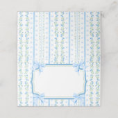 Blauwe strik met bloemige Vintage Plaatskaartje (Buitenkant ongevouwen)