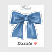 Blauwe strik met naam vinyl sticker (Vel)