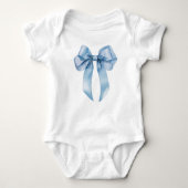 Blauwe strik minimalistische cute baby shower romper (Voorkant)