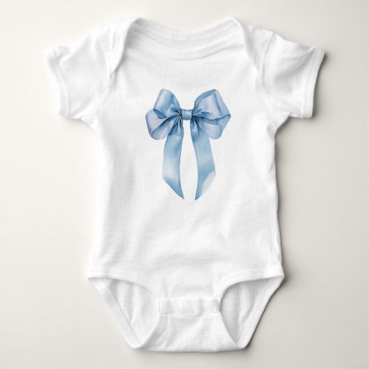 Blauwe strik minimalistische cute baby shower romper (Voorkant)