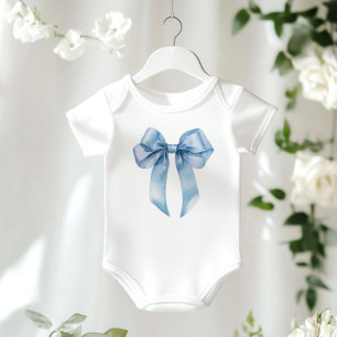Blauwe strik minimalistische cute baby shower romper
