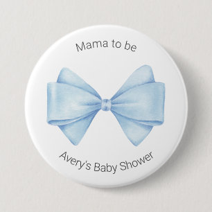 Blauwe Strik Moderne Jongens Baby Shower Ronde Button 7,6 Cm